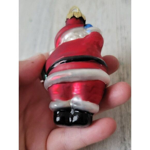 Santa Claus wreath mistletoe blown glass ornament Xmas decor - Picture 5 of 6